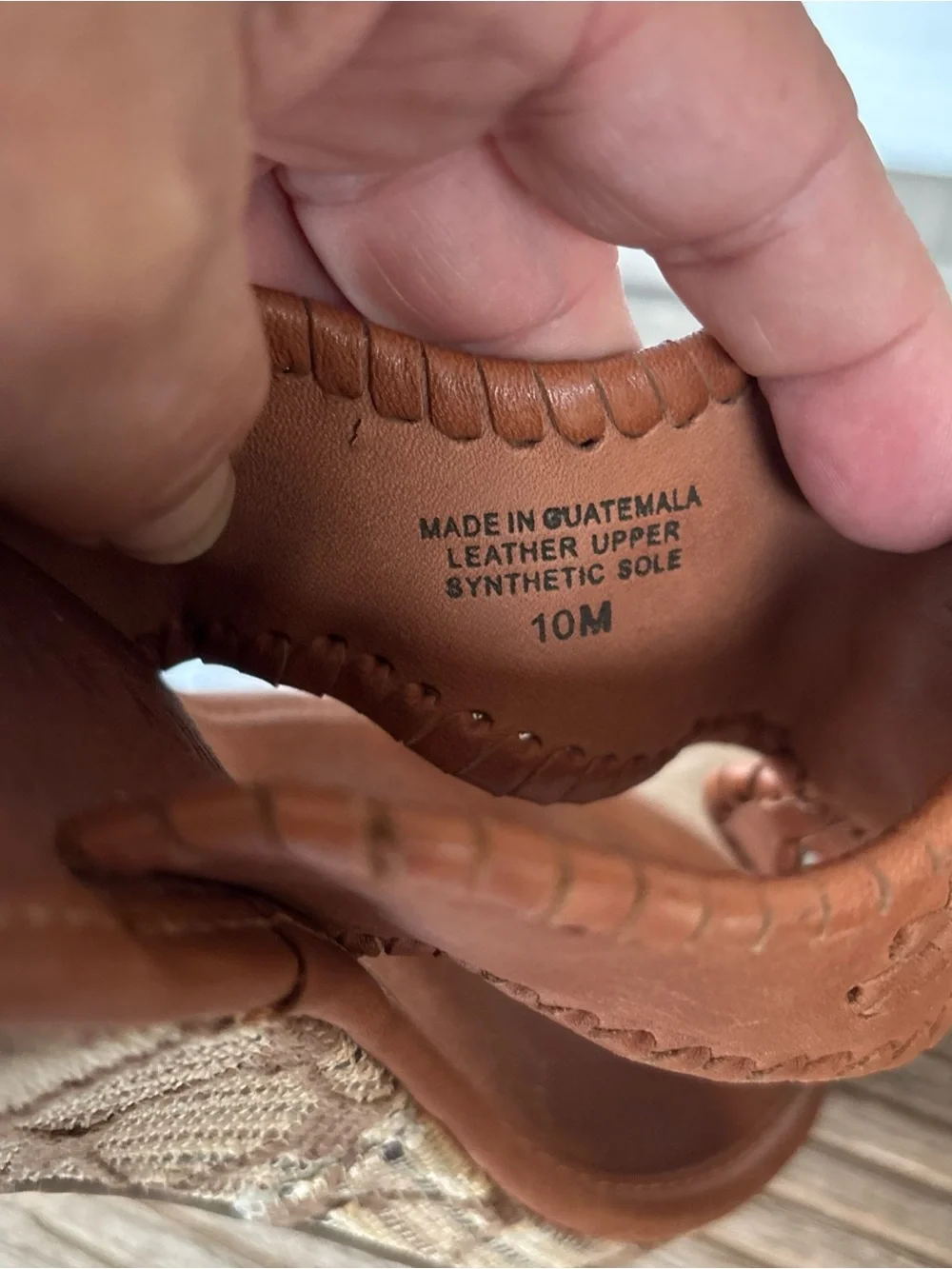 Jack Rogers Cognac Leather Wedge Thong Sandals Women’s 10